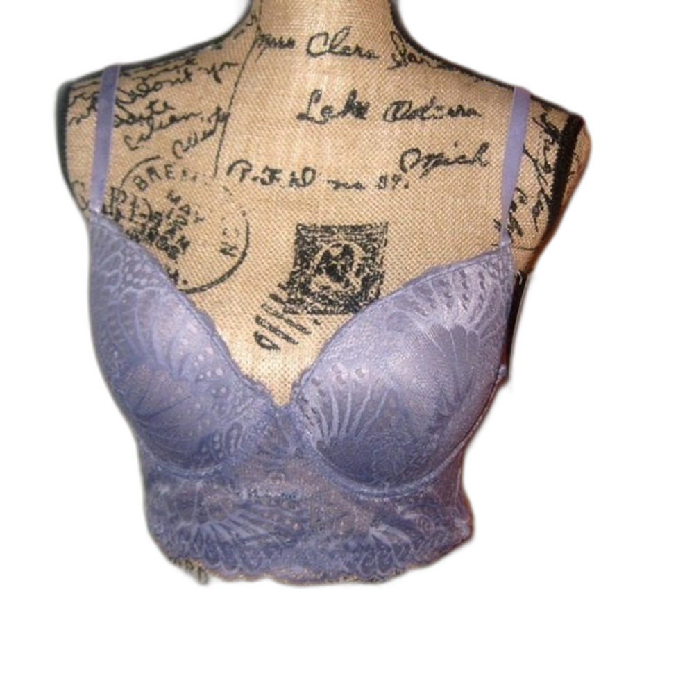 Youmita floral underwire longline purple ash 40C bra NWT